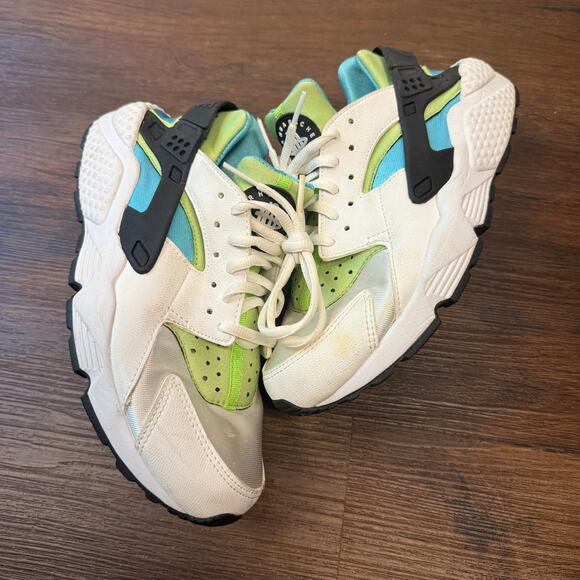 Nike Air Huarache Sneakers Women’s 8.5 White Green Blue Black Retro OG Colorway - Picture 1 of 6